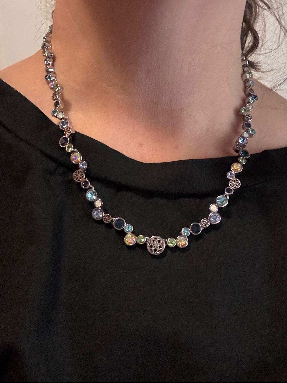 Lia Sophia Multicolor Crystal and Navy Accents Necklace with Earrings - Picture 4 of 4